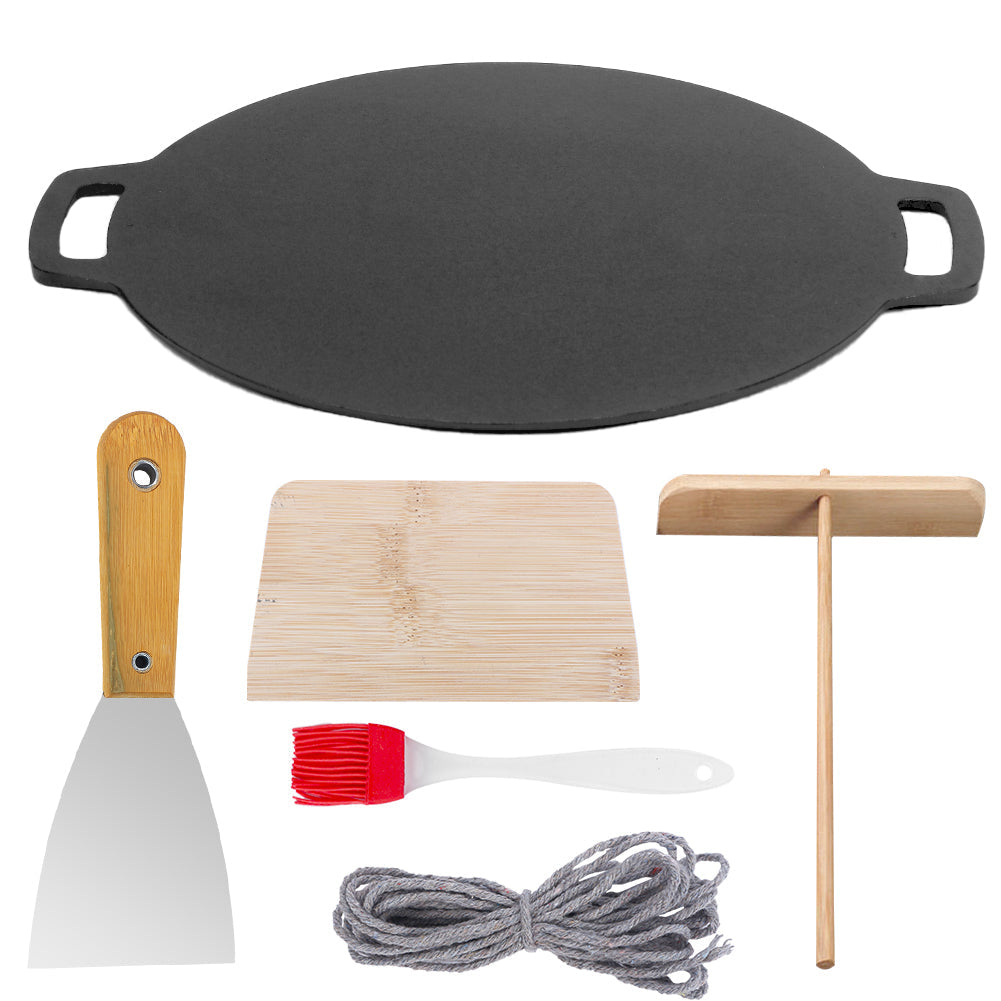 28Cm Seasoned Cast Iron Induction Crepes Pan Baking Pancake Tool Pizza Bakeware