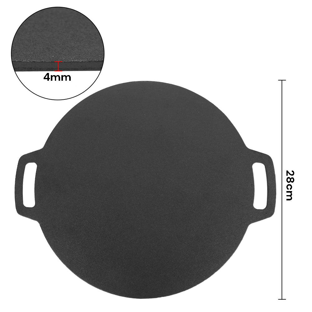 28Cm Seasoned Cast Iron Induction Crepes Pan Baking Pancake Tool Pizza Bakeware