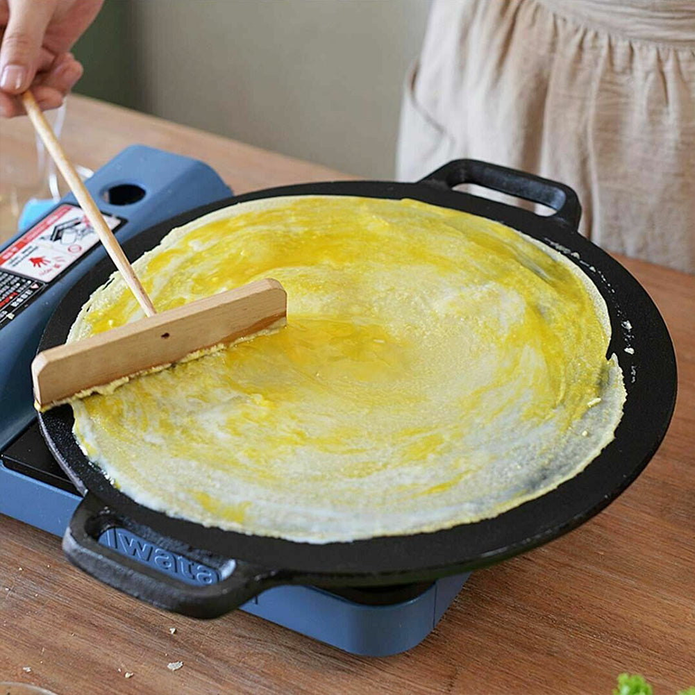 28Cm Seasoned Cast Iron Induction Crepes Pan Baking Pancake Tool Pizza Bakeware