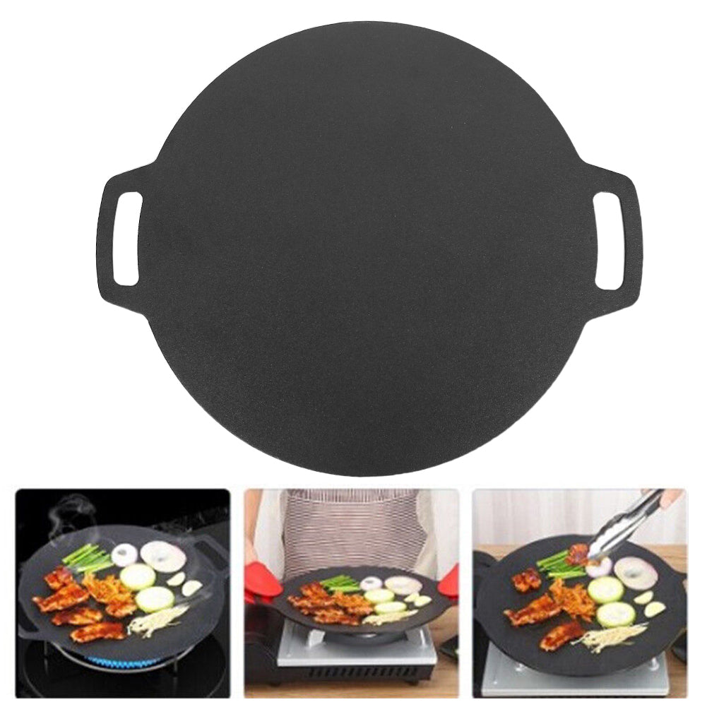 34Cm Seasoned Cast Iron Induction Crepes Pan Baking Pancake Tool Pizza Bakeware