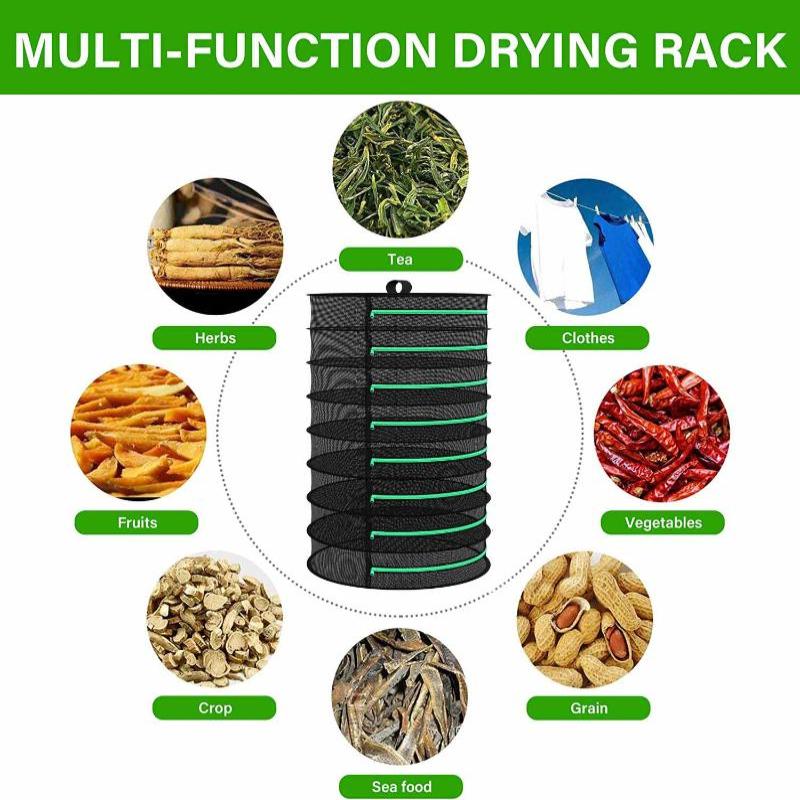 8 Layer 162Cm Foldable Herb Vegetable Fruit Drying Dehydrating Rack Mesh Hanging Dryer