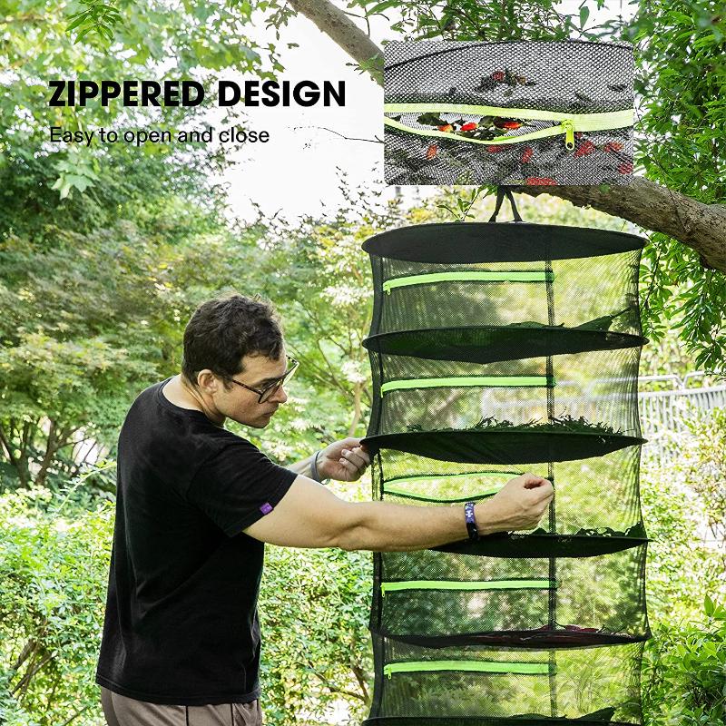 8 Layer 162Cm Foldable Herb Vegetable Fruit Drying Dehydrating Rack Mesh Hanging Dryer