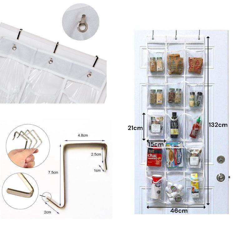 15 Pockets Over The Door Rack Hanging Kitchen Organizer Pantry Shoe Storage