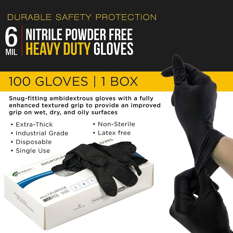 100X Nitrile Black Industrial Mechanic Tattoo Food Disposable Gloves Medium