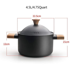 Non Stick Carbon Steel Dutch Oven Soup Pot Pan Frying With Lid Wooden Handle