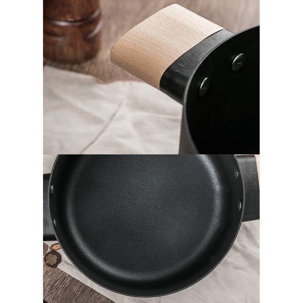 Non Stick Carbon Steel Dutch Oven Soup Pot Pan Frying With Lid Wooden Handle