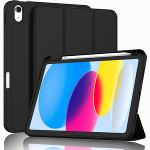 Ipad 10Th Case 10.9 Inch 2022 With Pencil Holder Smart Soft Tpu Auto Wake Sleep Black