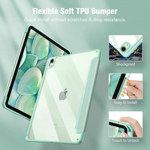 Ipad 10Th Case 10.9 Inch 2022 With Pencil Holder Smart Clear Soft Tpu Auto Wake Sleep Green