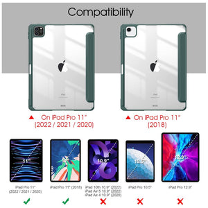 Ipad Pro 11 Inch 2020 2022 Soft Tpu Smart Premium Case Auto Sleep Wake Stand Clear Cover Pencil Holder