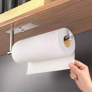 Kitchen Paper Holder Under Cabinet Wall Mount Adhesive Towel Rectangle Silver