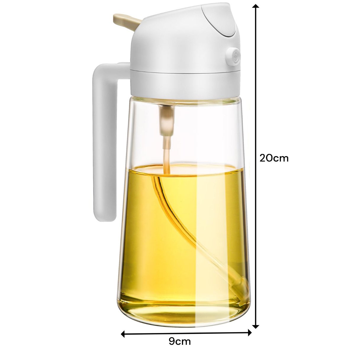 600Ml 2 In 1 Glass Oil Sprayer Dispenser Kitchen Sprayz Cooking Baking Bottle Bbq White