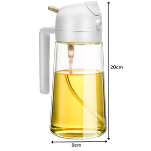 600Ml 2 In 1 Glass Oil Sprayer Dispenser Kitchen Sprayz Cooking Baking Bottle Bbq White