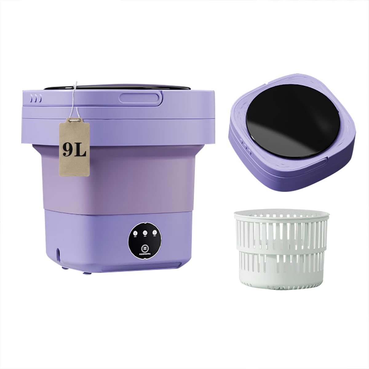 Mini 8L Portable Foldable Washing Machine Washer For Underwear Baby Clothes Camping Travel Purple