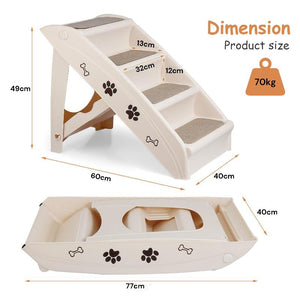 Pet Dog Stairs Steps For Small Dogs With Non Slip Pads Car Foldable Ramp Grey