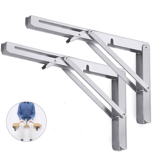 2Pcs 14Inch Steel Wall Mounted Folding Triangle Angle Shelf Support Bracket Rack