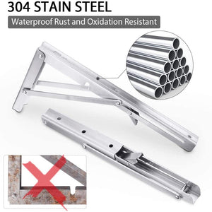 2Pcs 14Inch Steel Wall Mounted Folding Triangle Angle Shelf Support Bracket Rack
