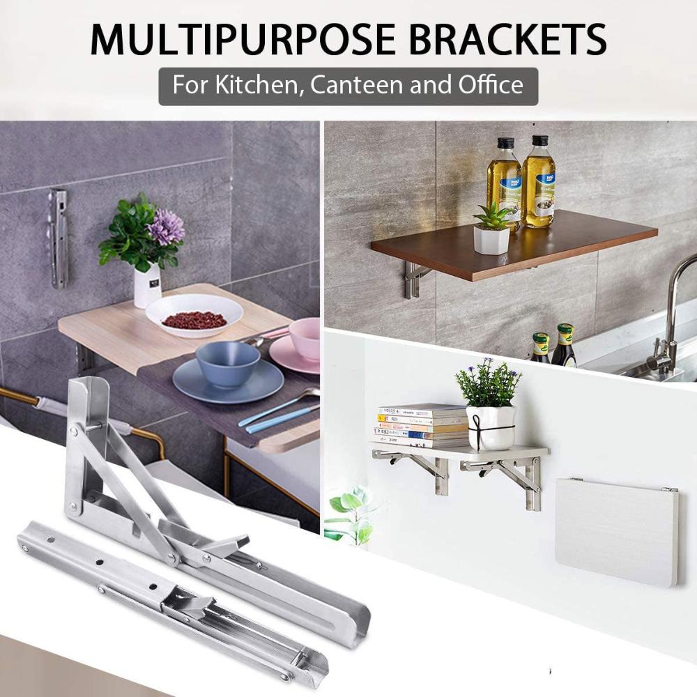 2Pcs 14Inch Steel Wall Mounted Folding Triangle Angle Shelf Support Bracket Rack