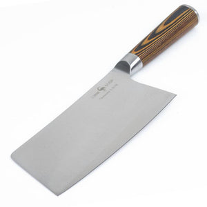 Cleaver Knife Kitchen Chef Vegetable Meat Pakkawood Wood Handle