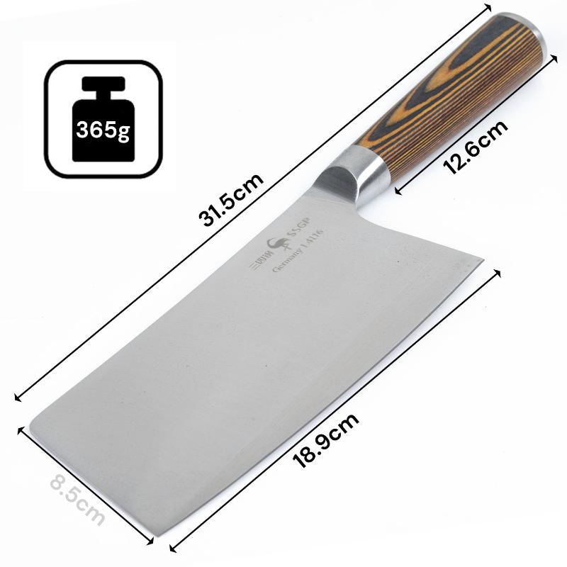 Cleaver Knife Kitchen Chef Vegetable Meat Pakkawood Wood Handle