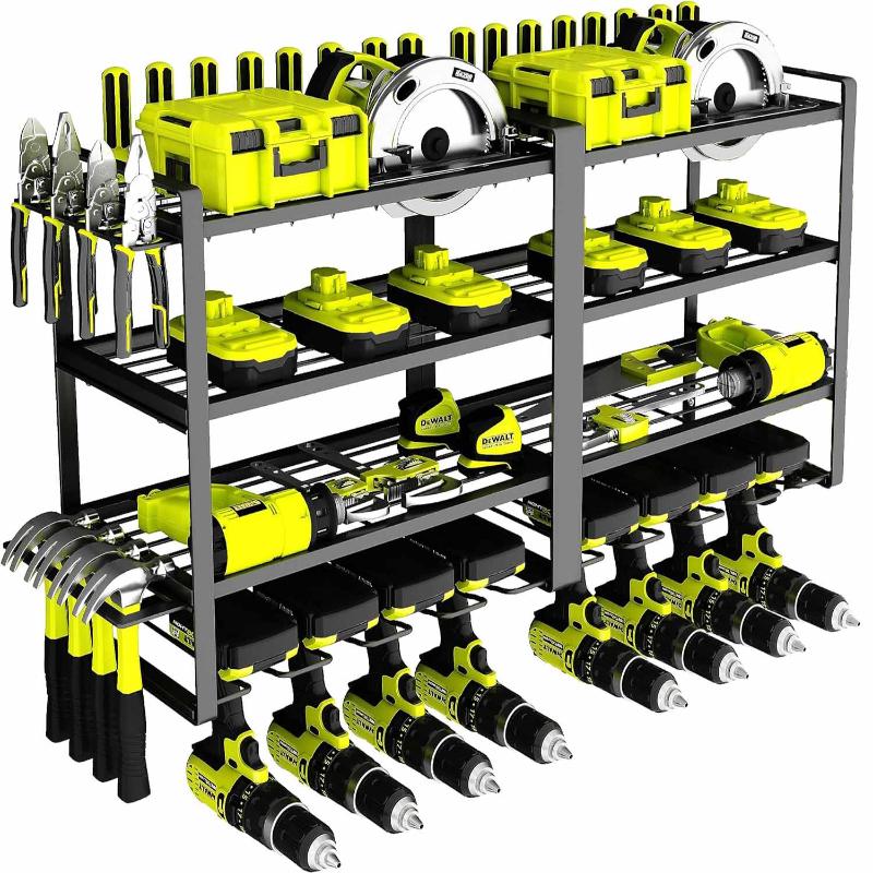 Large Power Tool Organizer 4 Layers Garage Storage Rack Workshop Shelf Drill Pliers Hammer