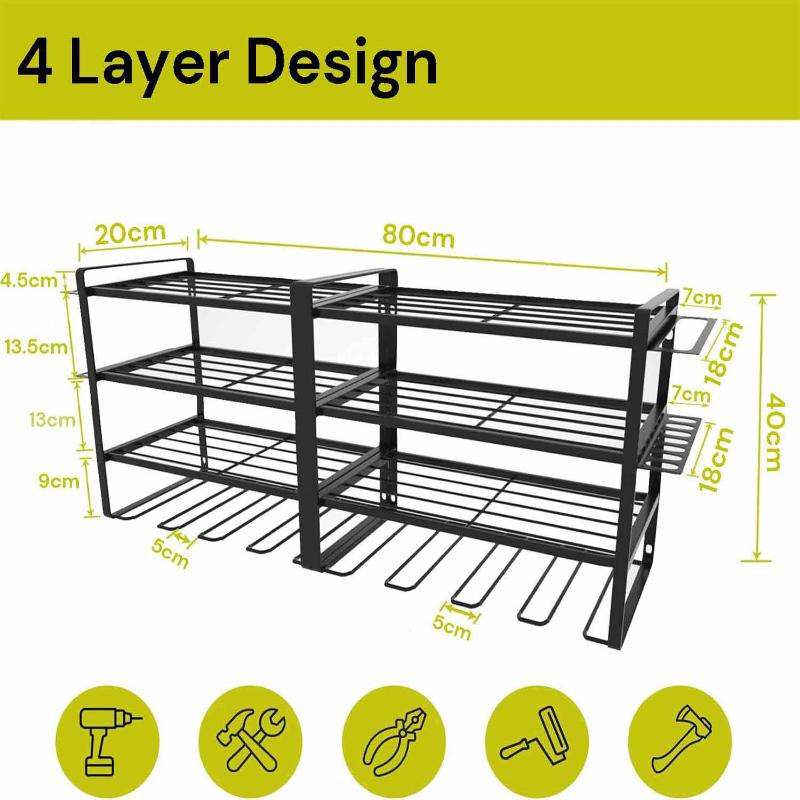 Large Power Tool Organizer 4 Layers Garage Storage Rack Workshop Shelf Drill Pliers Hammer