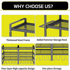 Large Power Tool Organizer 4 Layers Garage Storage Rack Workshop Shelf Drill Pliers Hammer