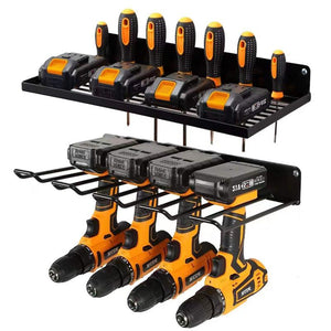 Power Tool Organizer Drill Holder Wall Mount Garage Storage Shelves Rack Set