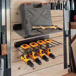 Power Tool Organizer Drill Holder Wall Mount Garage Storage Shelves Rack Set