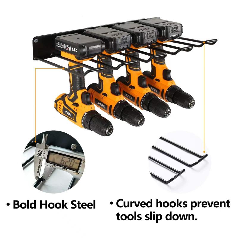 Power Tool Organizer Drill Holder Wall Mount Garage Storage Shelves Rack Set