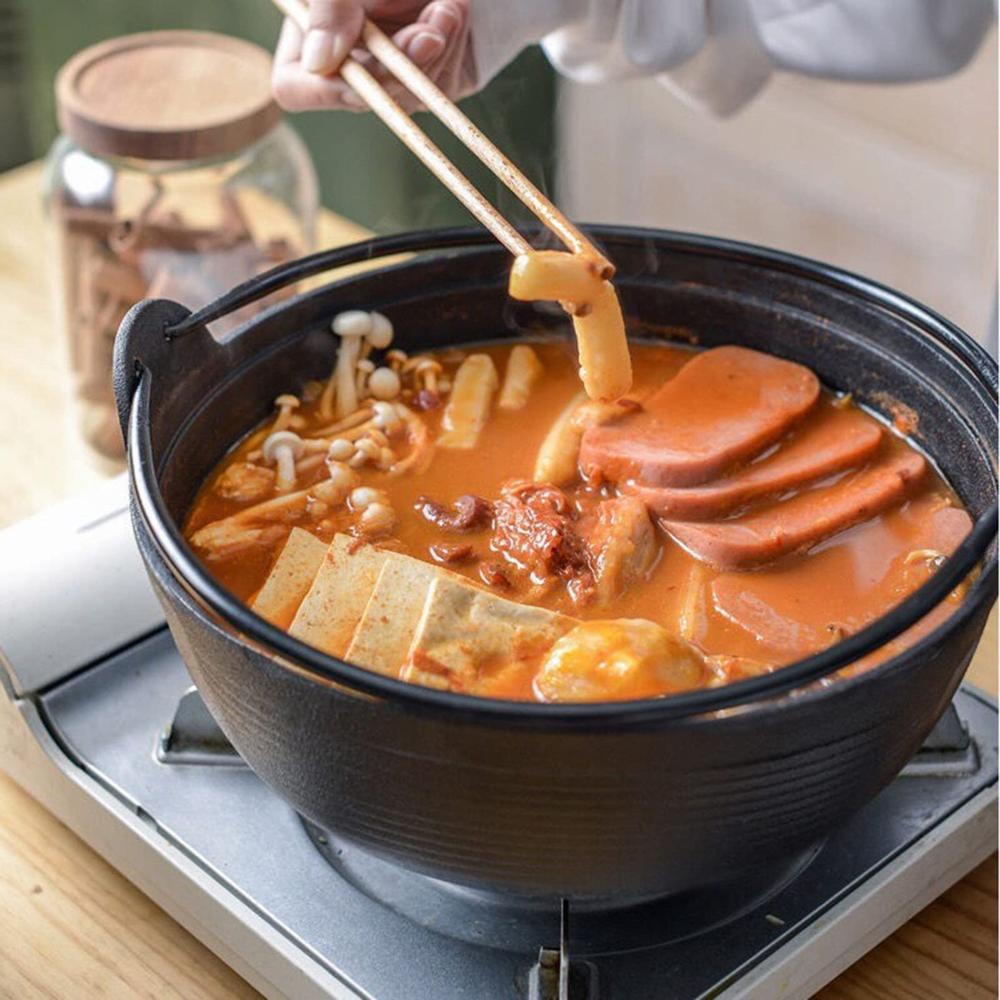 29Cm Cast Iron Sukiyaki Pot Japanese Shabu Pan Stockpot Lid Home Camping Picnic