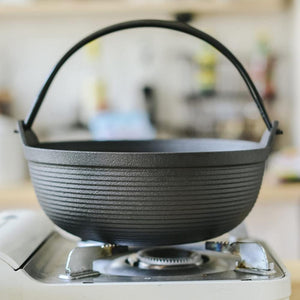 29Cm Cast Iron Sukiyaki Pot Japanese Shabu Pan Stockpot Lid Home Camping Picnic