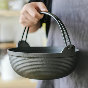 29Cm Cast Iron Sukiyaki Pot Japanese Shabu Pan Stockpot Lid Home Camping Picnic