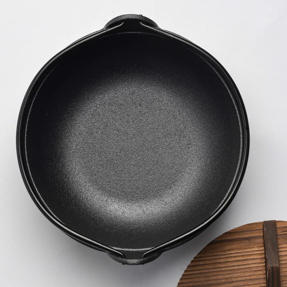 29Cm Cast Iron Sukiyaki Pot Japanese Shabu Pan Stockpot Lid Home Camping Picnic