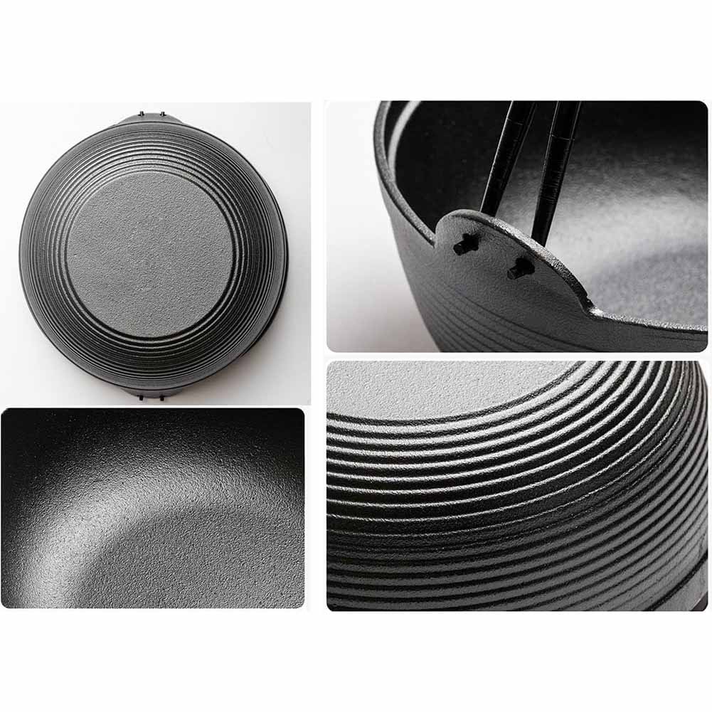 29Cm Cast Iron Sukiyaki Pot Japanese Shabu Pan Stockpot Lid Home Camping Picnic