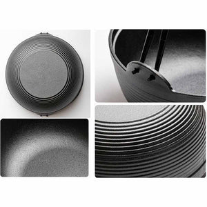 29Cm Cast Iron Sukiyaki Pot Japanese Shabu Pan Stockpot Lid Home Camping Picnic