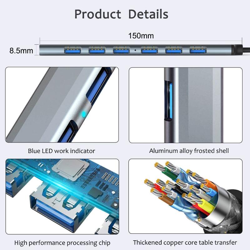 Usb Hub 3.0 7 Ports Aluminium C To For Macbook Pro/Mini Imac Laptop