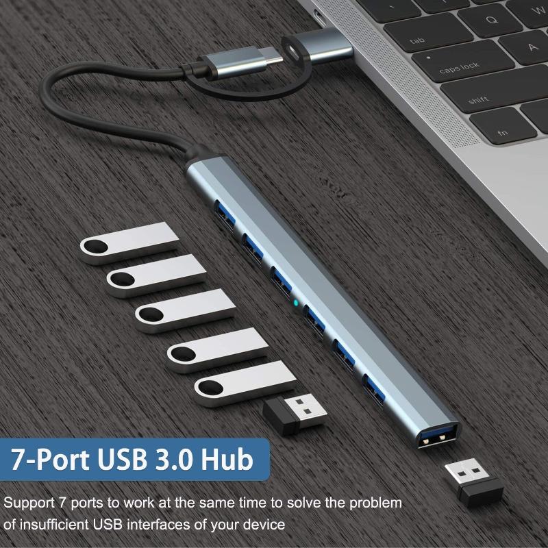 Usb Hub 3.0 7 Ports Aluminium C To For Macbook Pro/Mini Imac Laptop