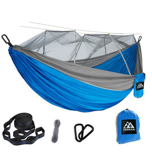 Terran Camping Hammock With Mosquito Net Blue And Grey