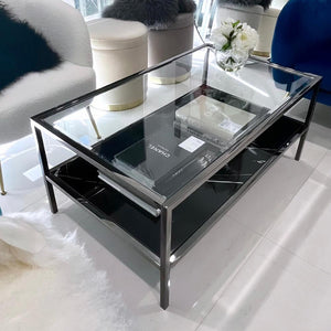 Interior Ave Vogue Coffee Table Black Marble Stone & Glass