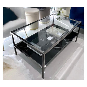 Interior Ave Vogue Coffee Table Black Marble Stone & Glass