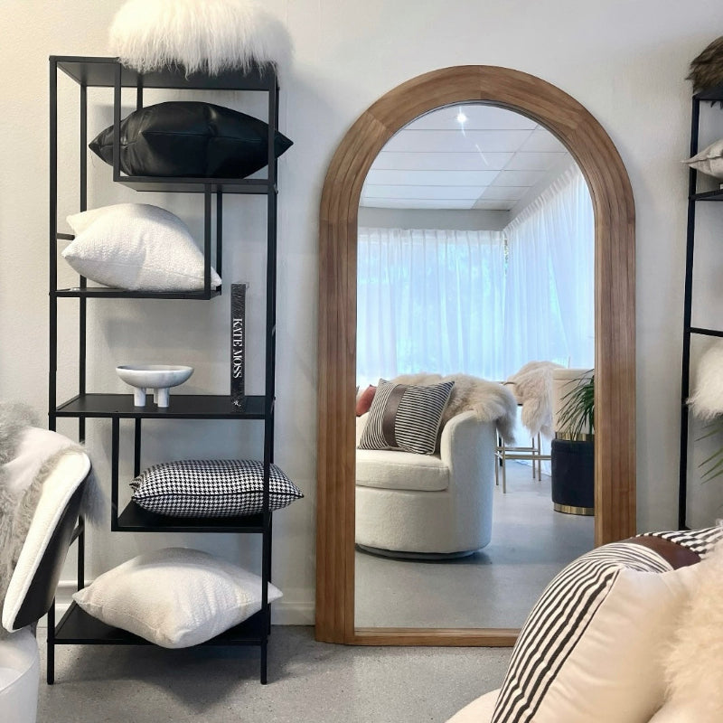 Interior Ave Sierra Arched Step Mirror Oak Large Full Length