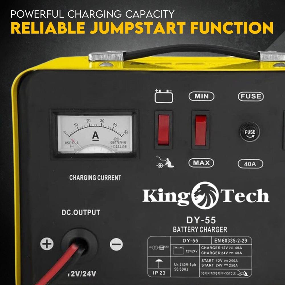 Kingtech 2In1 Battery Charger Jump Starter New Dual Heavy Duty Car 40Amp