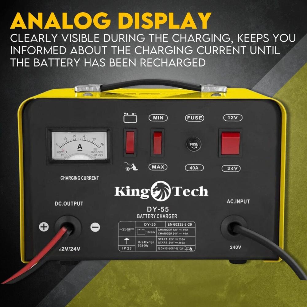 Kingtech 2In1 Battery Charger Jump Starter New Dual Heavy Duty Car 40Amp