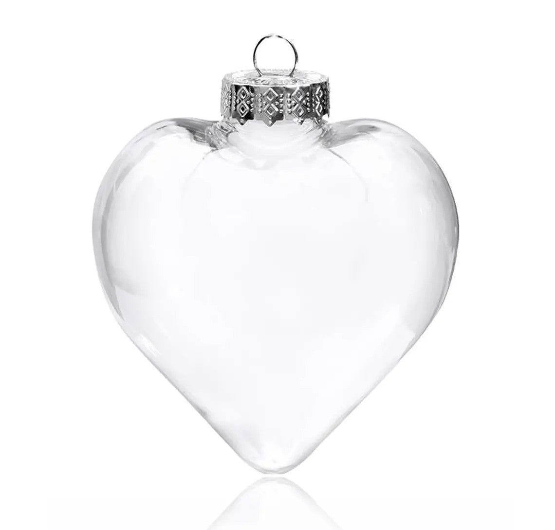 Iridescent Glass Heart Ornaments Fillable Baubles For Christmas Decorations