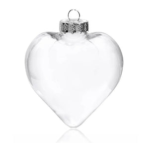 Iridescent Glass Heart Ornaments Fillable Baubles For Christmas Decorations