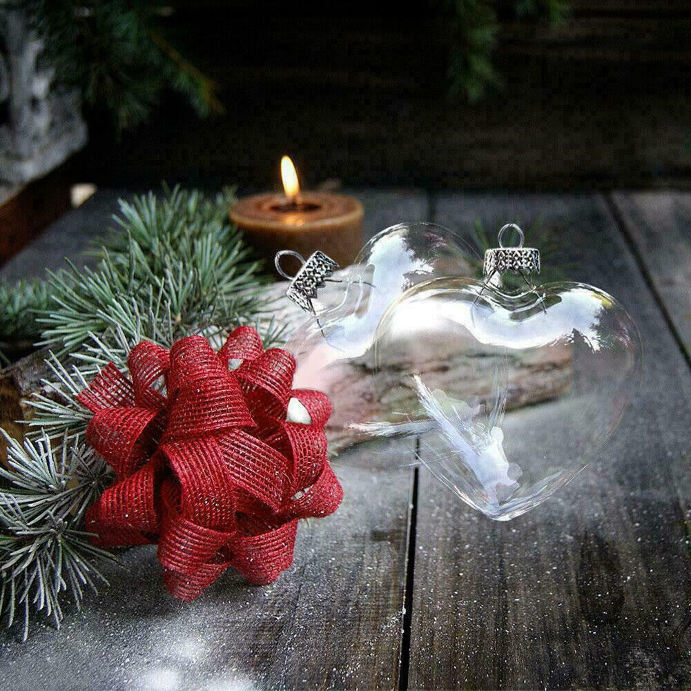 Iridescent Glass Heart Ornaments Fillable Baubles For Christmas Decorations