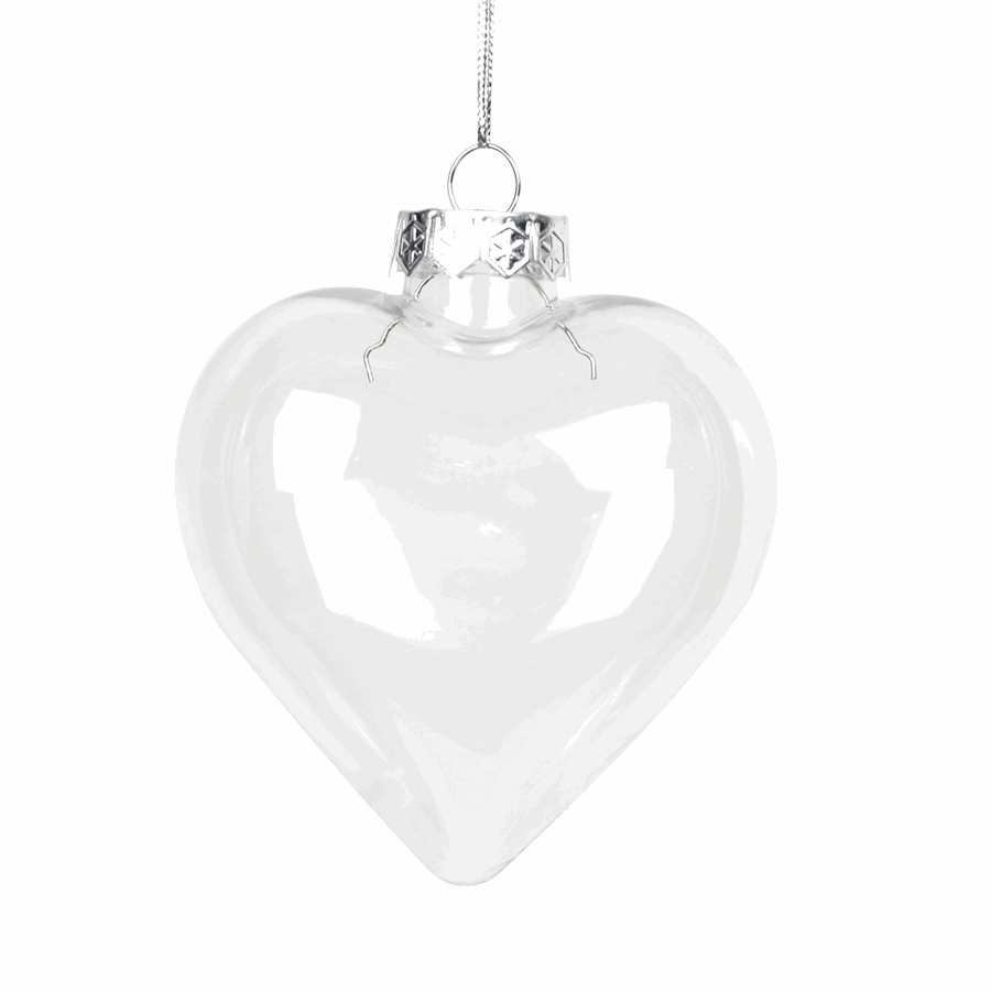 Iridescent Glass Heart Ornaments Fillable Baubles For Christmas Decorations
