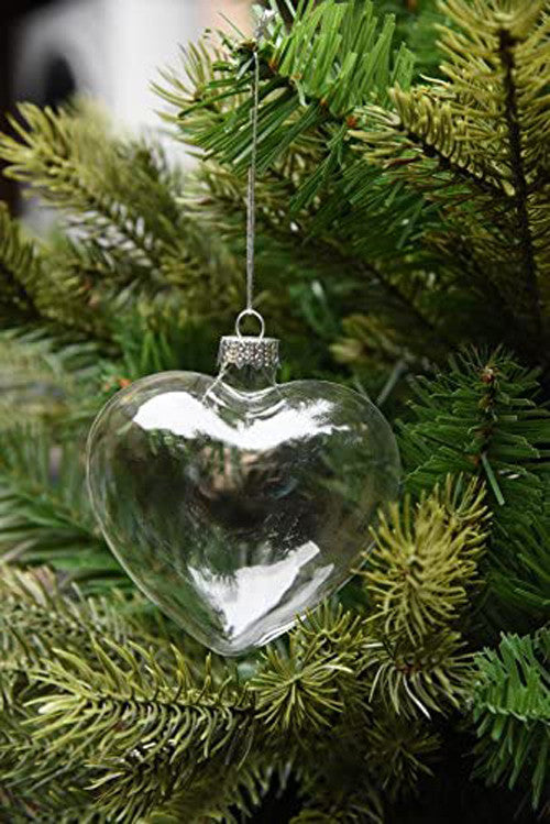 Iridescent Glass Heart Ornaments Fillable Baubles For Christmas Decorations