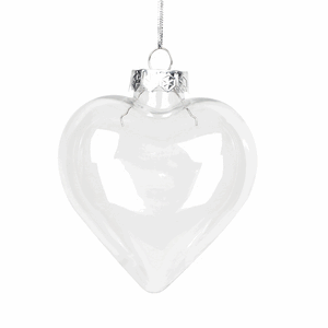 Iridescent Glass Heart Ornaments Fillable Baubles For Christmas Decorations
