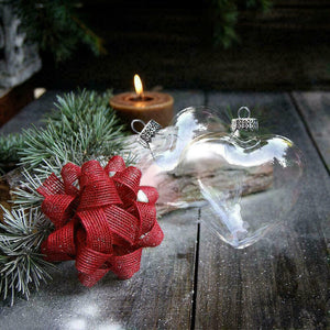Iridescent Glass Heart Ornaments Fillable Baubles For Christmas Decorations